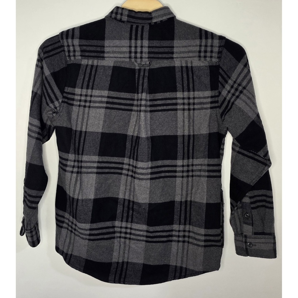 Orvis Shacket Men Medium Black Gray Plaid Heavy Flannel Shirt Jacket Button Up - Picture 3 of 13